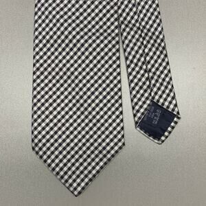 BURBERRY Black White Gingham Silk Tie